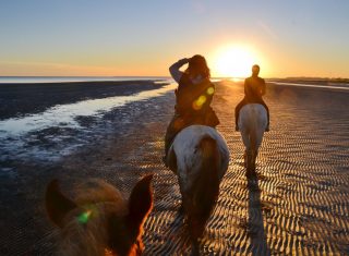 Horseback riding along the beach in Uruguay, South America